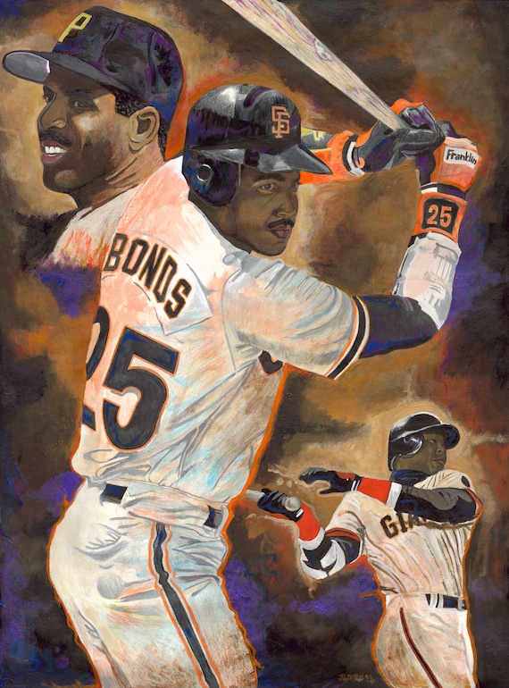 Barry Bonds, Art, Artwork, Painting, Giclee, Baseball, San