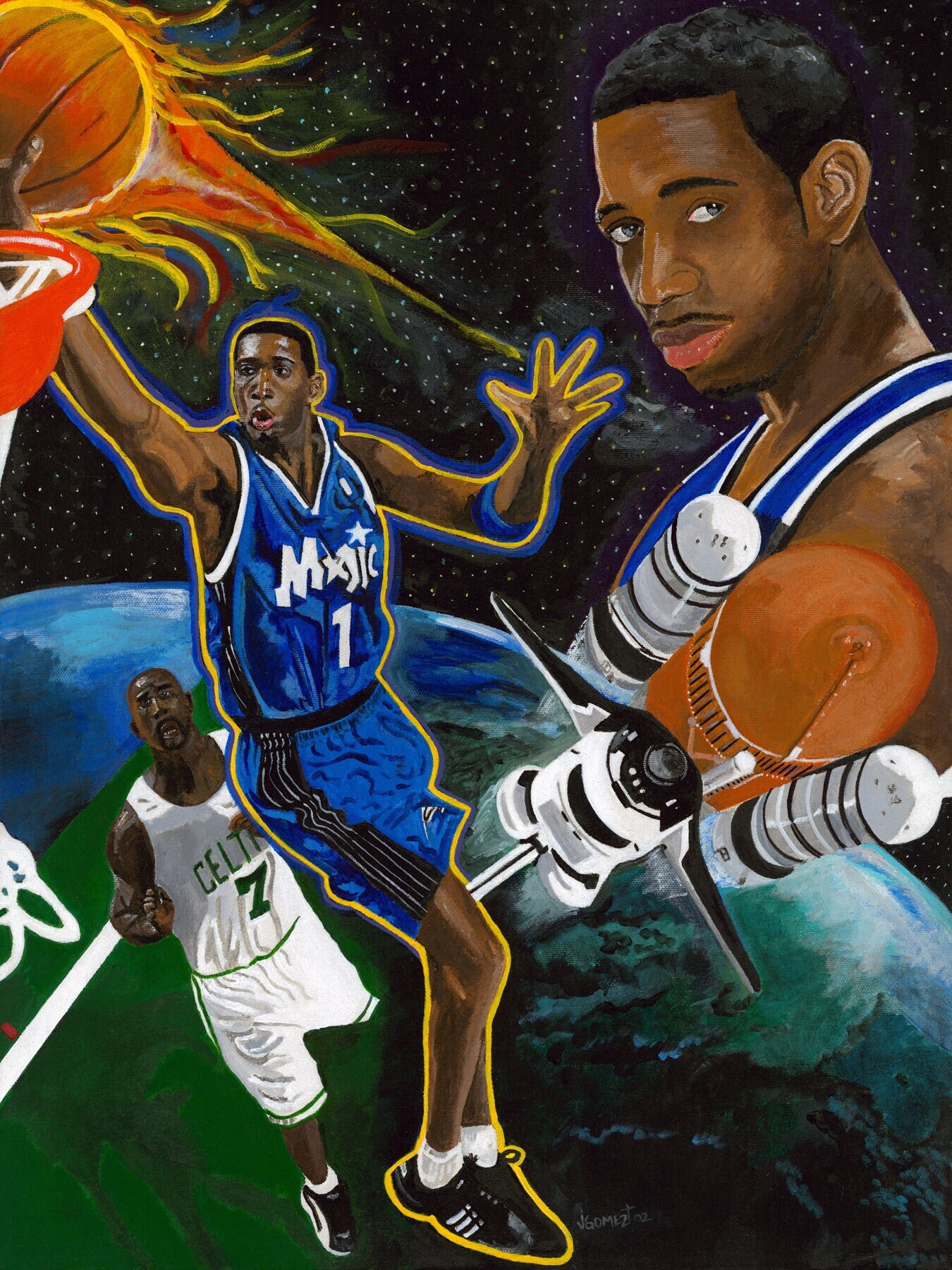 Tracy Mcgrady, Basketball, Tmac, Art, Artwork, Sports Art 11x14, Orlando  Magic - Etsy, image size:1350x1800