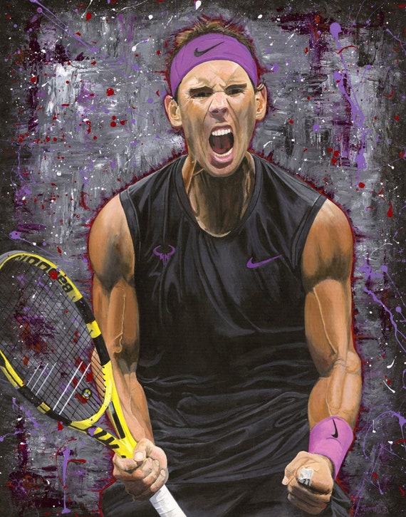 Rafael Nadal, tenis, arte, obras de arte, arte deportivo 11x14