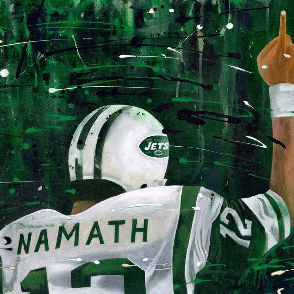 Joe Namath, Jets, New York Jets, Art, artwork, sports art