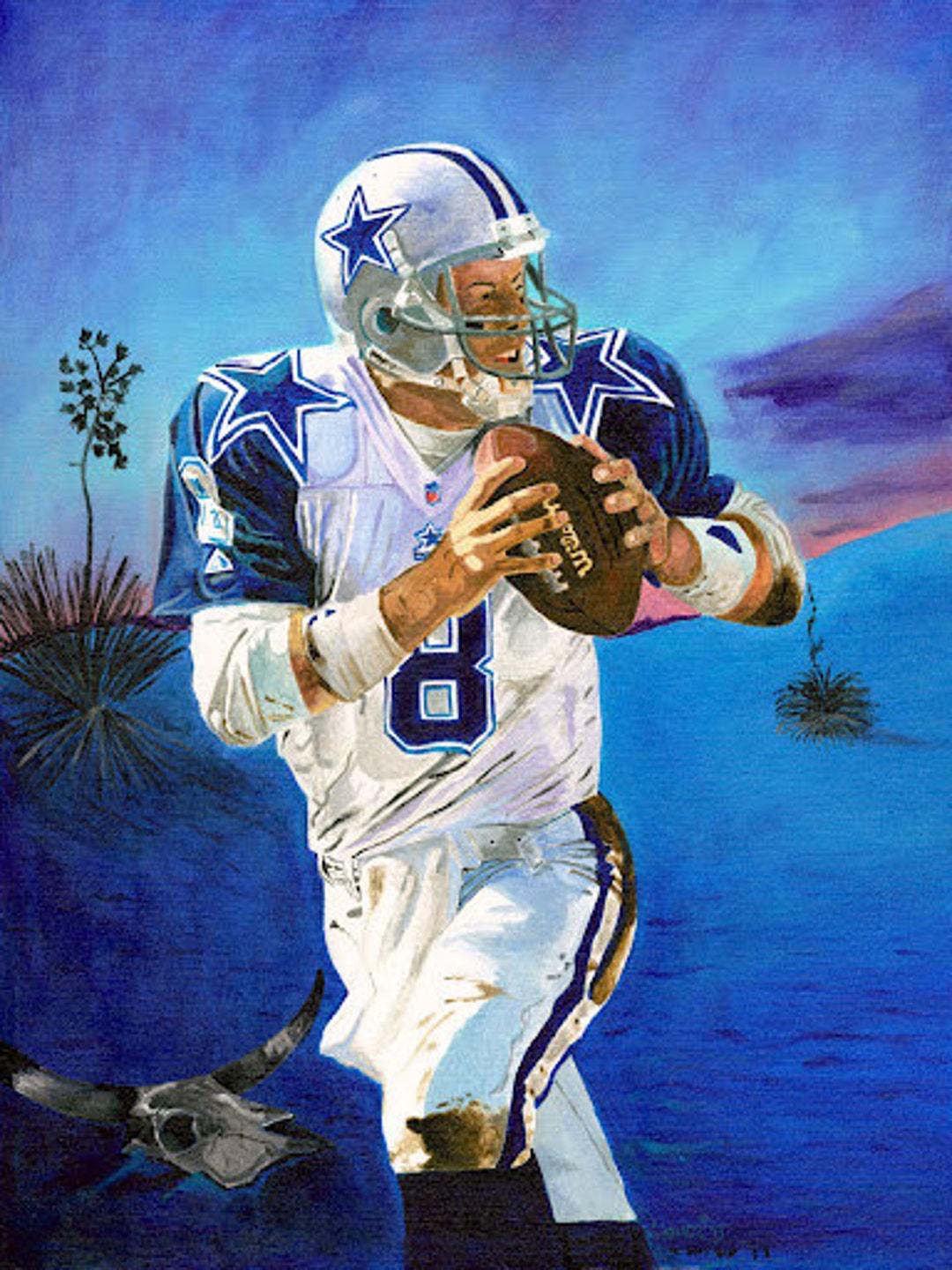 Troy Aikman Dallas Cowboys Art Print Giclee 8x10 Etsy