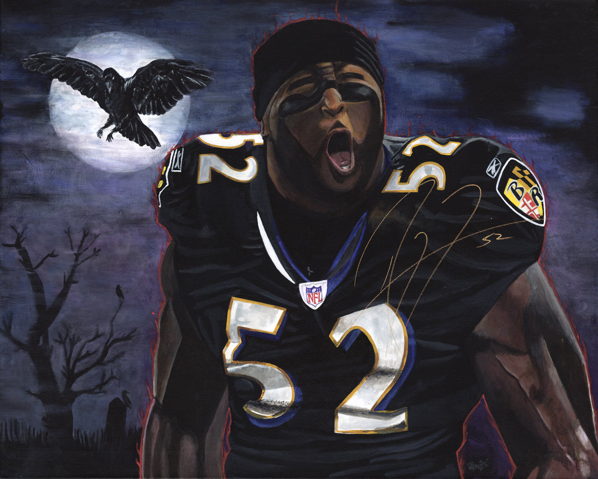 Ray Lewis, Baltimore Ravens, Ravens, Art, painting, Artwork