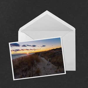 South Cape Beach Winter Sunset 5x7 Note Card - carte de vœux photo d’art du coucher de soleil à la plage de Cape Cod