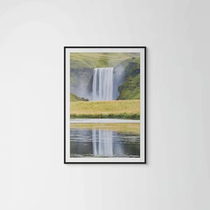 Skogafoss Waterfall Framed Print - Iceland Landscape Photography - Reflection Nature Wall Art - Icelandic Home Decor - Ready to Hang