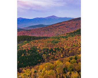 Presidential Range Sunset Foliage Print | White Mountains New Hampshire Fall Colors Photography | Autumn Landscape Wall Art Canvas