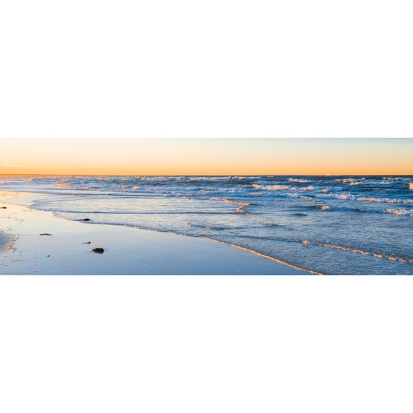 Sunset Waves at Mayflower Beach Photo - fine art giclee, canvas, or metal / aluminum wall art print of golden hour on Cape Cod