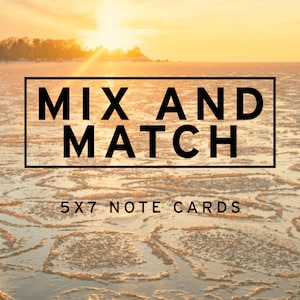 5x7 Note Card Mix and Match - packs personnalisés de cartes de notes de photographie de paysage sur papier cartonné mat, lin ou brillant