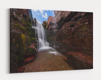 Waterfall Room Canvas Gallery Wrap - photo of Triple Falls in Glacier National Park Montana