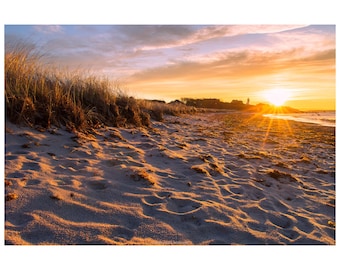 Nobska Lighthouse Sunrise Print - Cape Cod Beach Photography, Woods Hole Massachusetts Coastal Wall Art, New England Lighthouse Decor