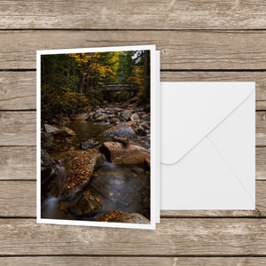 Fall Foliage at the Basin Note Card - 5x7 Note Card with a photo of foliage over a river in Franconia Notch State Park New Hampshire