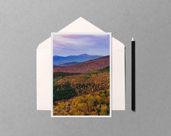 Presidential Range Sunset Foliage 5x7 Notecard | White Mountains New Hampshire Fall Colors | Autumn Greeting Card Stationery