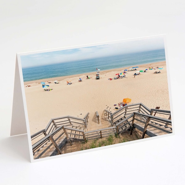 Nauset Lighthouse Beach Steps Note Card - 5x7 photo of summer at the Cape Cod National Seashore in Eastham, Massachusetts