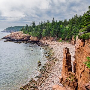 Misty Monument Cove Canvas Gallery Wrap photo of mist and clouds gathering on the coastline of Acadia National Park image 3