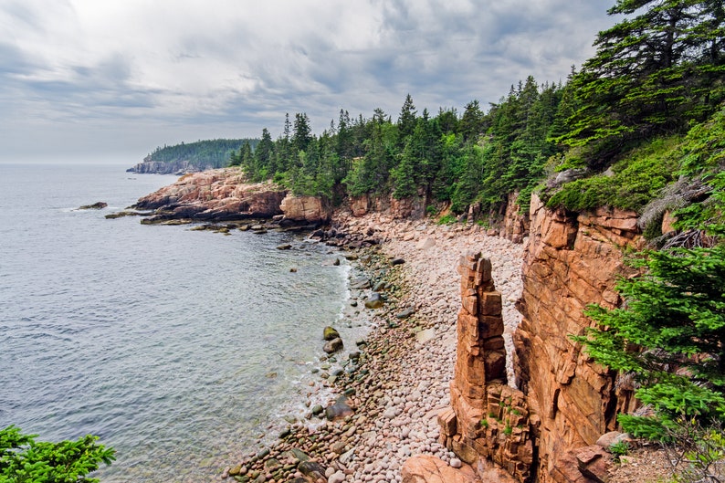 Misty Monument Cove Canvas Gallery Wrap photo of mist and clouds gathering on the coastline of Acadia National Park image 3