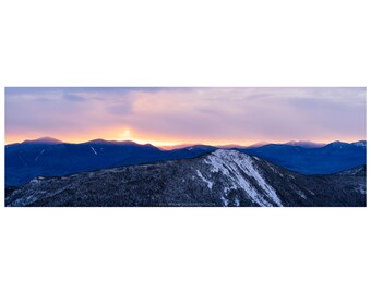 Sunrise Over Mount Flume and the Sandwich Range | White Mountains Franconia Ridge Winter Panorama