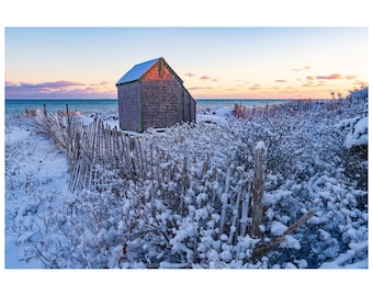 Chatham's First Sunset of 2026 Print | Winter Beach Cape Cod Photo | Snowy Coastal Landscape Photography | New England Seashore Wall Art