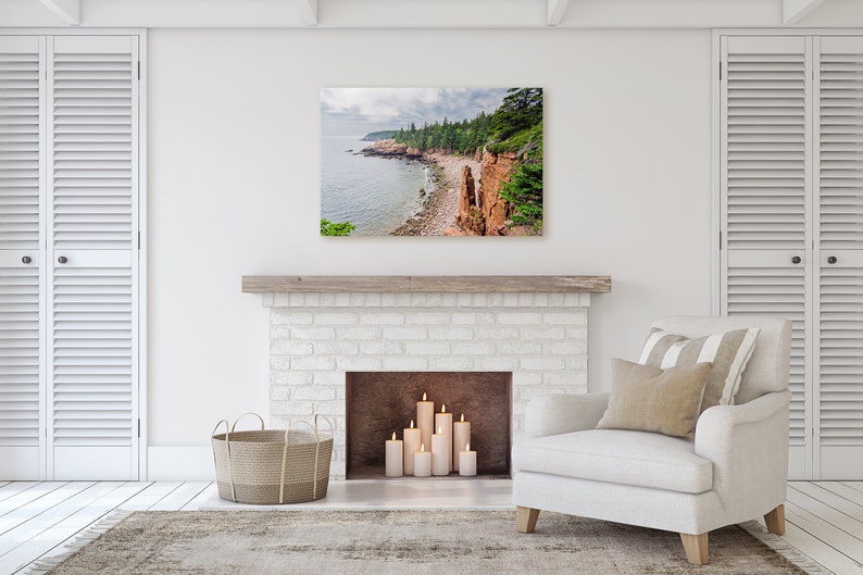 Misty Monument Cove Canvas Gallery Wrap photo of mist and clouds gathering on the coastline of Acadia National Park image 5