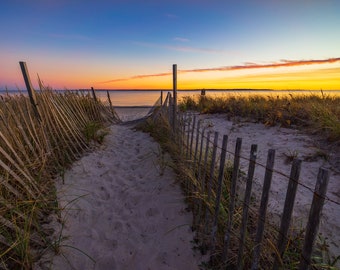 Surf Drive Beach Path Sunset Print - landscape photo of sunset over Surf Drive Beach in Falmouth on Cape Cod, Massachusetts