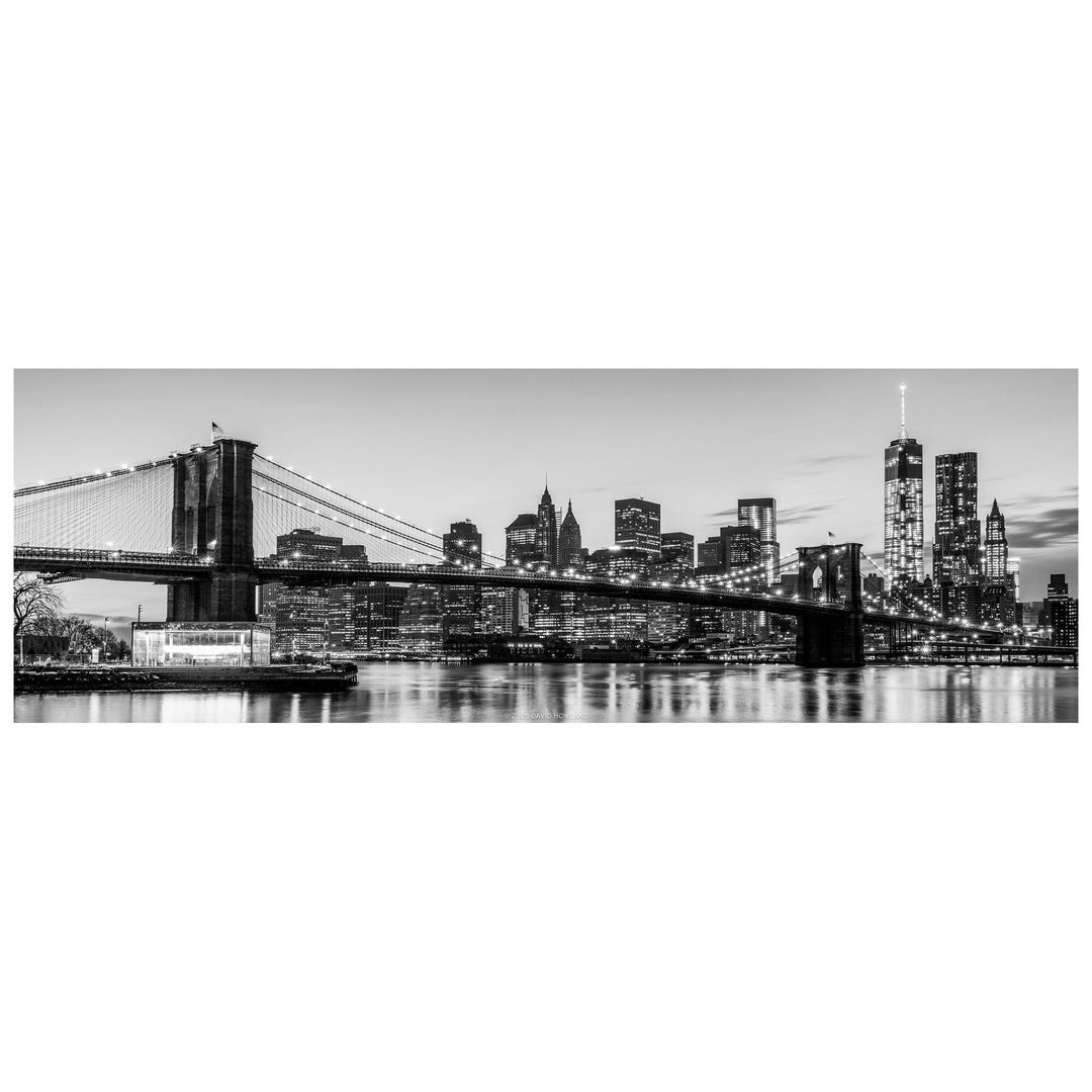 Brooklyn Bridge Black and White New York City Skyline Panorama ...