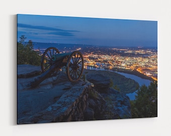 Sunset at Point Park Photo - fine art giclee, canvas, or metal / aluminum wall art print of the Chattanooga, Tennessee city skyline