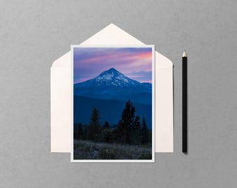 Wildfire Sunset over Mount Hood 57 Notecard | Pacific Northwest Oregon Mountain Blank Greeting Card | Landscape Photography Stationery