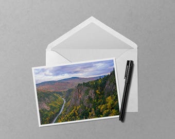Fall Sunset from Table Rock 5x7 Notecard, Dixville Notch New Hampshire - Autumn Mountain Landscape Blank Greeting Card Stationery