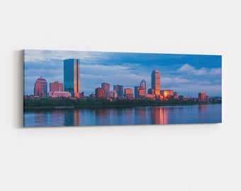 Boston Skyline Sunset Canvas - canvas gallery wrap of a summer sunset over the skyline of the Back Bay neighborhood of Boston, Massachusetts