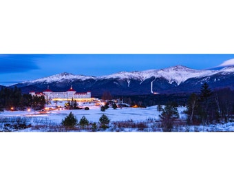 The Presidential Range and Mount Washington Hotel Photo - fine art giclee, canvas, metal / aluminum print of sunset in the White Mountains