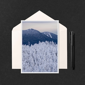 Snow Covered Trees in Franconia Notch 5x7 Notecard - photo of snowy forest in the White Mountains of New Hampshire