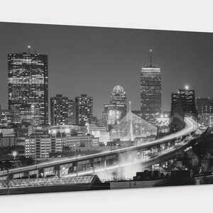 Boston Skyline and Bridges Photo - fine art giclee, canvas, or metal / aluminum wall art print of the Prudential Center, Zakim and Tobin