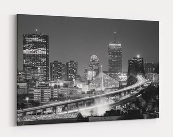 Boston Skyline and Bridges Photo - fine art giclee, canvas, or metal / aluminum wall art print of the Prudential Center, Zakim and Tobin