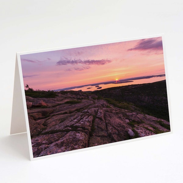 Cadillac Mountain Sunrise 5x7 Note Card - Acadia National Park fine art landscape photo greeting card of summer in New England and Maine