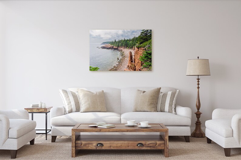 Misty Monument Cove Canvas Gallery Wrap photo of mist and clouds gathering on the coastline of Acadia National Park image 6