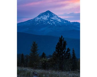Wildfire Sunset over Mount Hood Print | Oregon Mountain Photography | Pacific Northwest Nature Landscape Wall Art Canvas Print