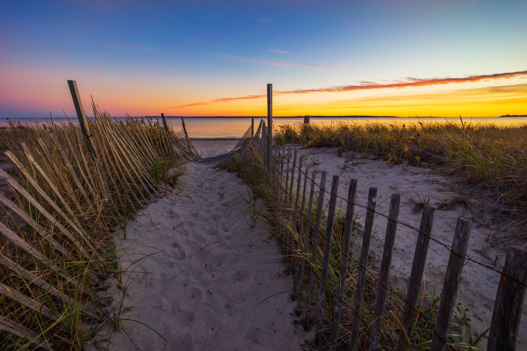 Surf Drive Beach Path Sunset Metal Print foto del paisaje de la puesta ...