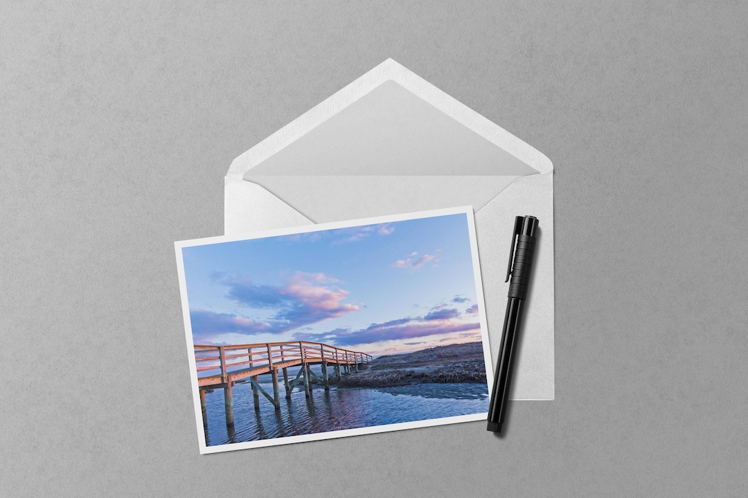 Ridgevale Beach Boardwalk Sunset 5x7 Notecard - Cape Cod Massachusetts