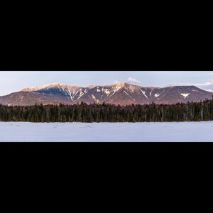 Sunset Alpenglow on Franconia Ridge Giclee / Metal Print - photo of snow and clouds covering the peaks of Franconia Notch in New Hampshire