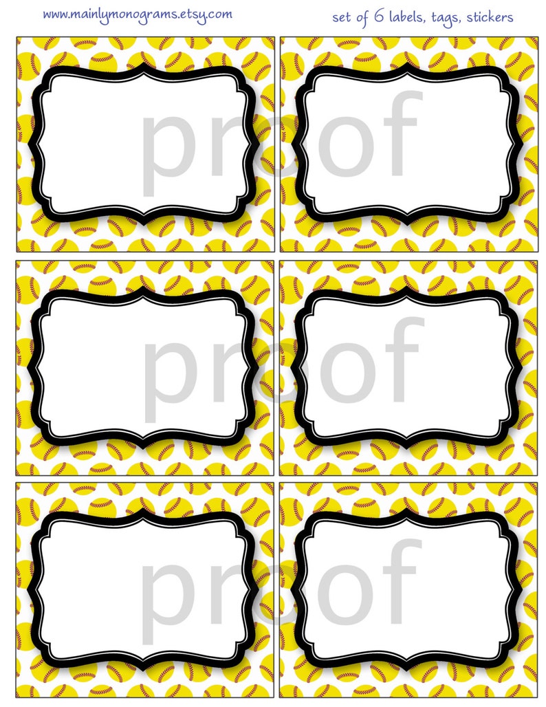 Instant Download SOFTBALL Theme Tags / Stickers / Labels. - Etsy