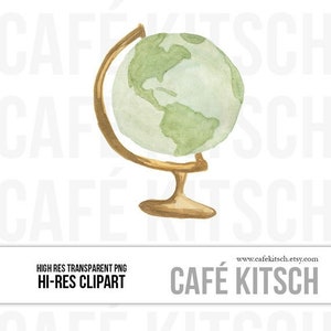 Globe Clipart - Hallo Res druckbare Globus Aquarell Doodle Illustration für Blogs oder Scrapbooks