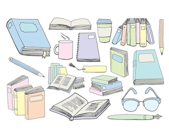 clipart do my homework Reading Books Doodle Clipart - Back to School, Homework, Kids Illustrations, Hand Drawn Illustrations, Blackline, Kawaii, transparent PNGs