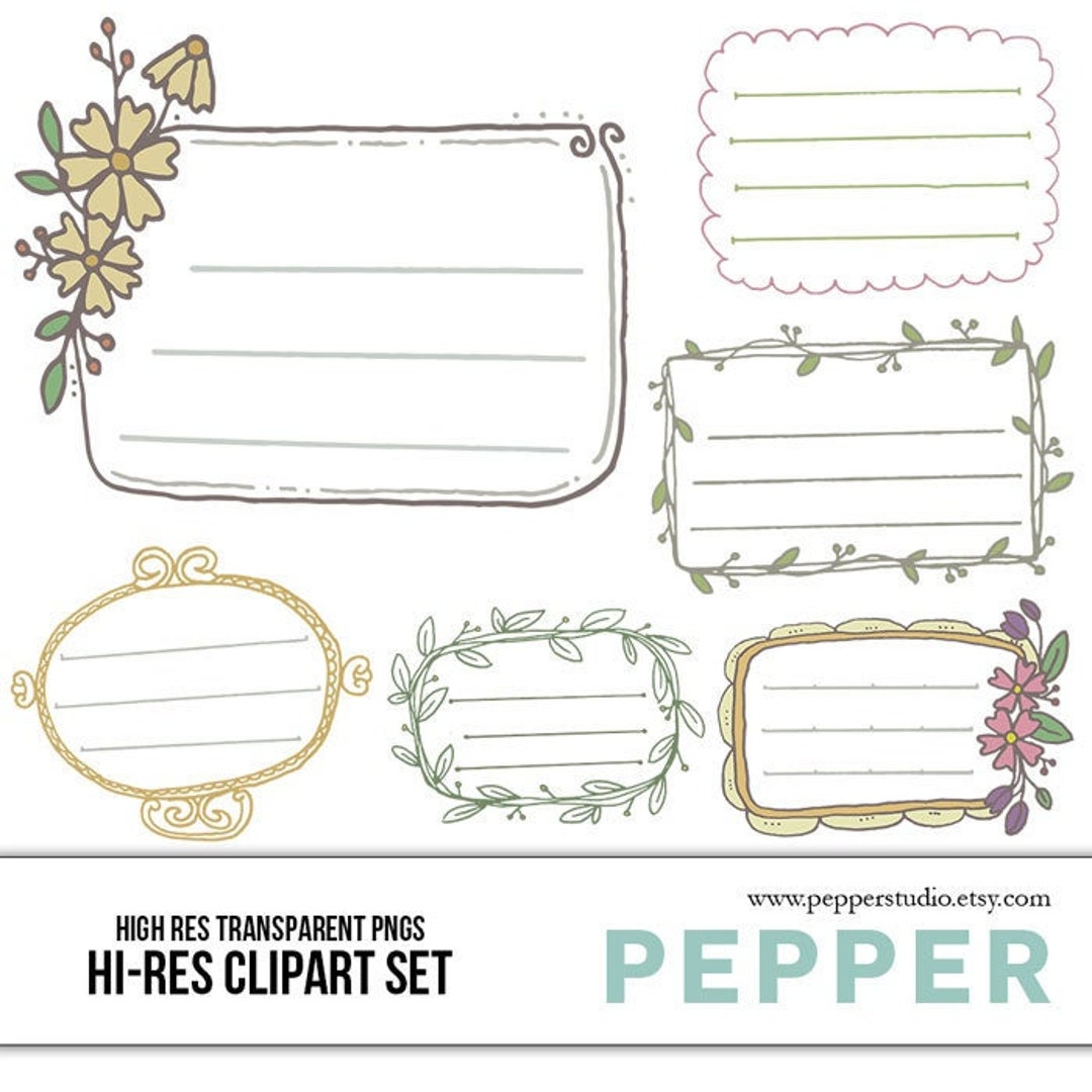 Label Doodles in Frames, Floral Borders Illustration Clipart, Hi Res ...