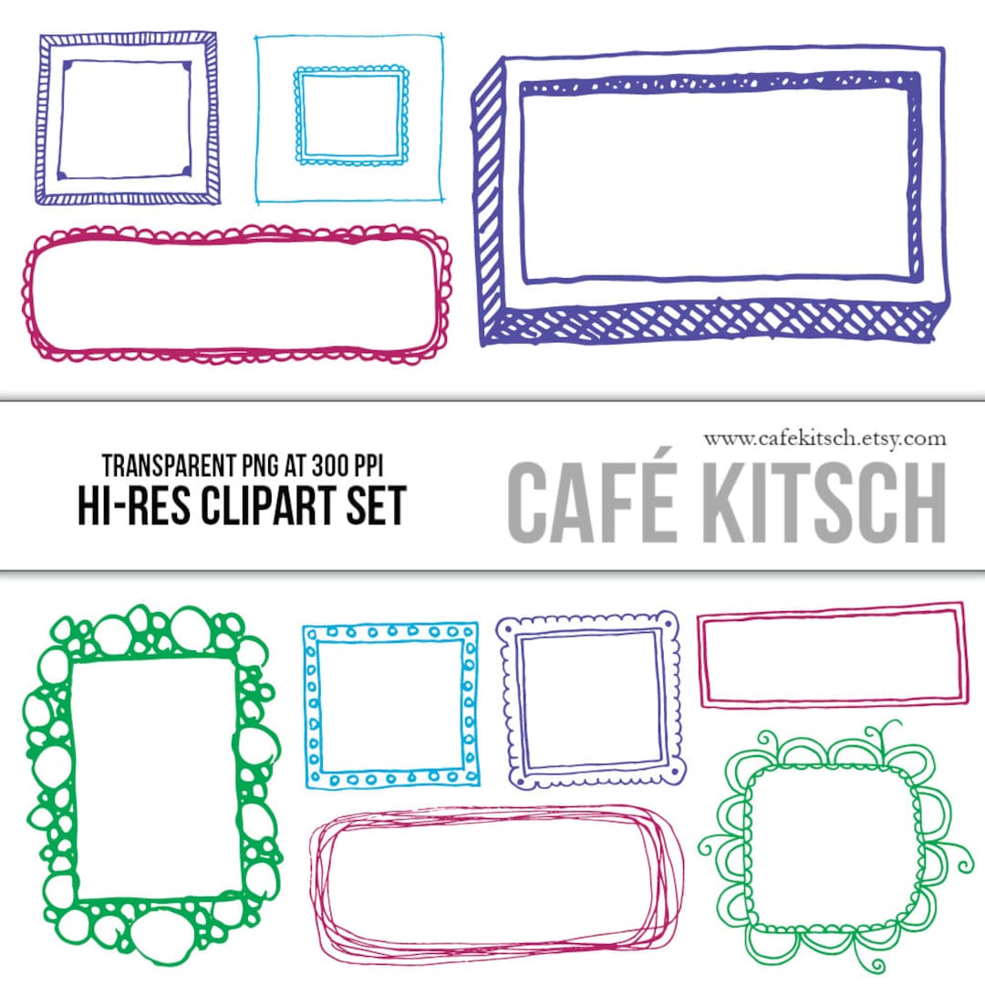 Frames Clipart Set - Hi Res Printable Frame Doodle Illustrations for ...