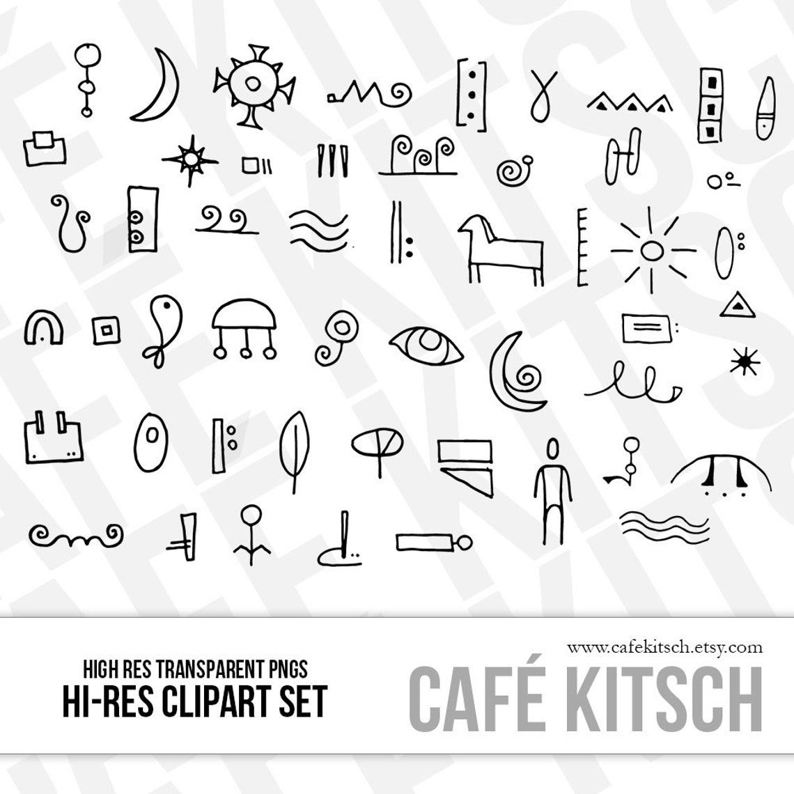 Hieroglyphic Letters Clip Art Set - Doodle Elements - Alphabet ...