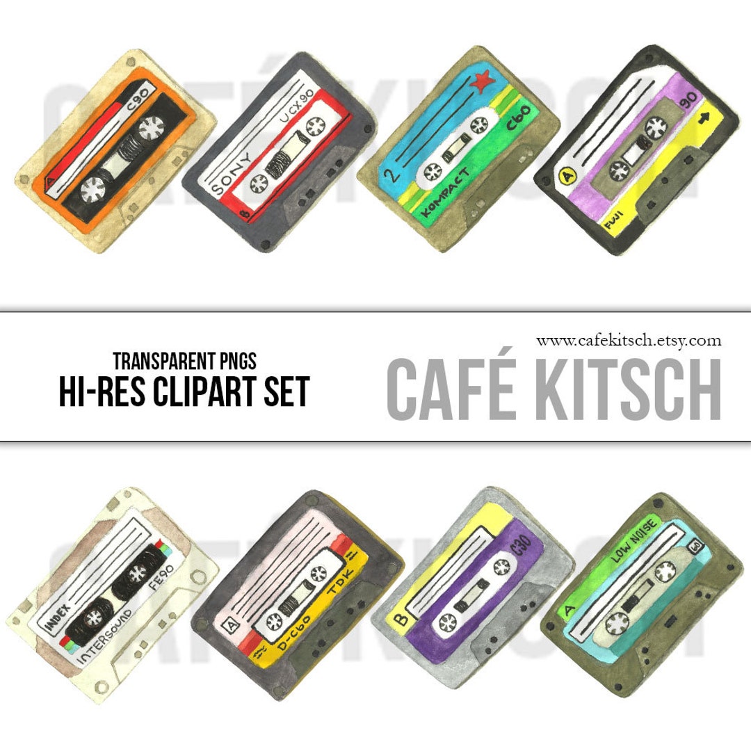 Mean Mixtapes Clip Art Set - Hi Res Transparent Pngs - Music Cassette ...