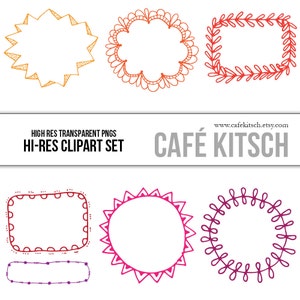Organic Frame Doodles Clipart Set - Hi Res Transparent PNG files