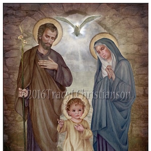 The Holy Family (E), St. Joseph, Virgin Mary and Child Jesus, Catholic Fine Art Print