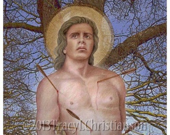 St. Sebastian Fine Art Print  Catholic Patron Saint of Soldiers and Athletes