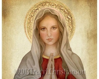 Mary, Mother of God Catholic Art Print, Blessed Virgin Mary, Our Lady
