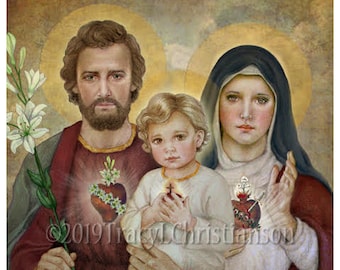 The Holy Family (G), St. Joseph, Virgin Mary and Child Jesus, Catholic Fine Art Print