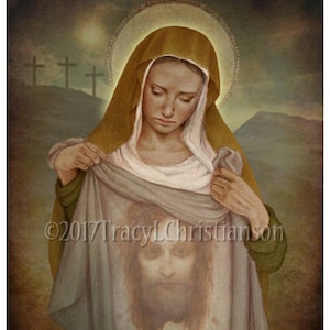 St. Veronica Print, Catholic Fine Art, The Holy Face of Christ